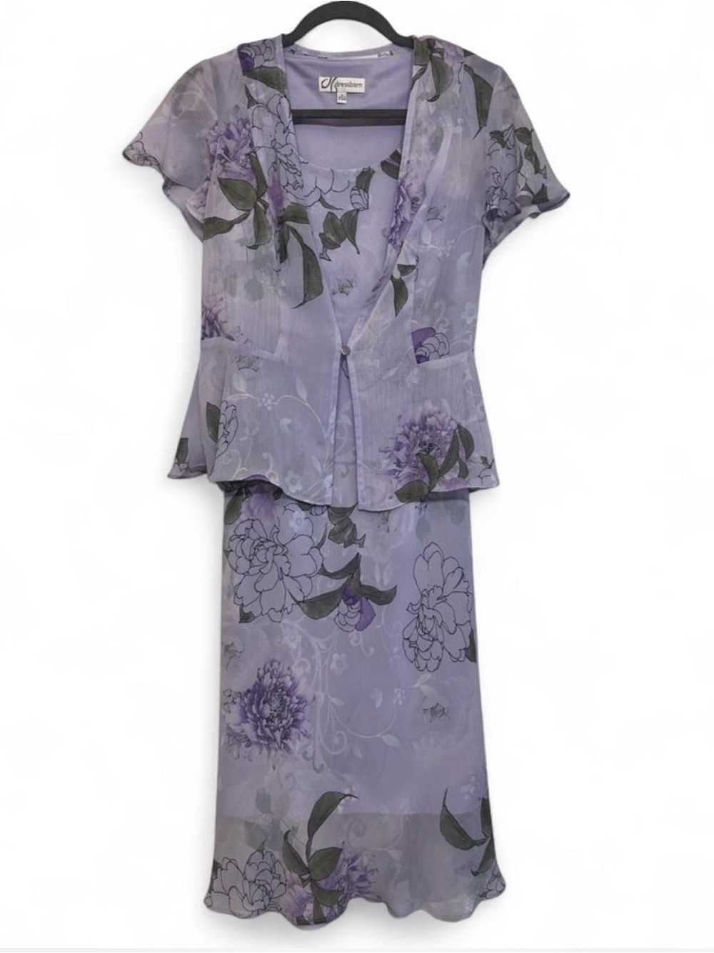 Lavender Floral Cottagecore Two Piece Midi Dress Set